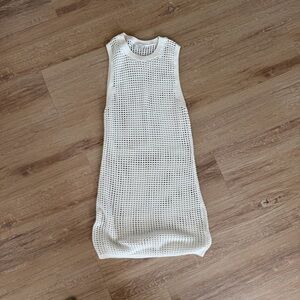 Abercrombie & Fitch Open-Weave Sleeveless Knit Dress in Off-White